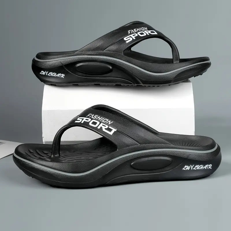Men’s Black & Orange EVA Slip-On Sandals – Non-Slip Comfort