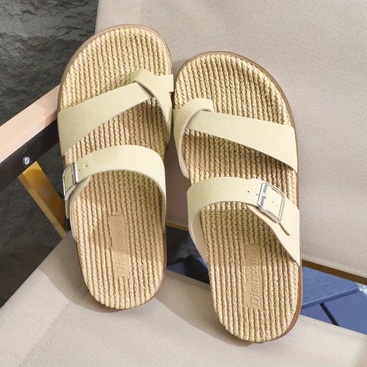 Men’s Adjustable Buckle Slide Slippers – Non-Slip Comfort