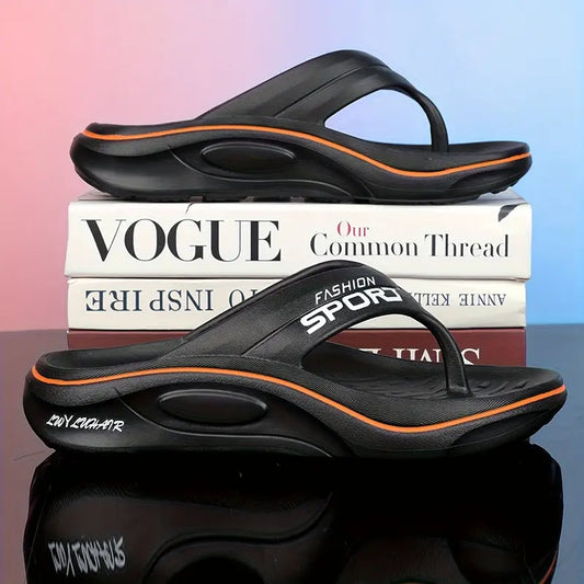 Men’s Black & Orange EVA Slip-On Sandals – Non-Slip Comfort