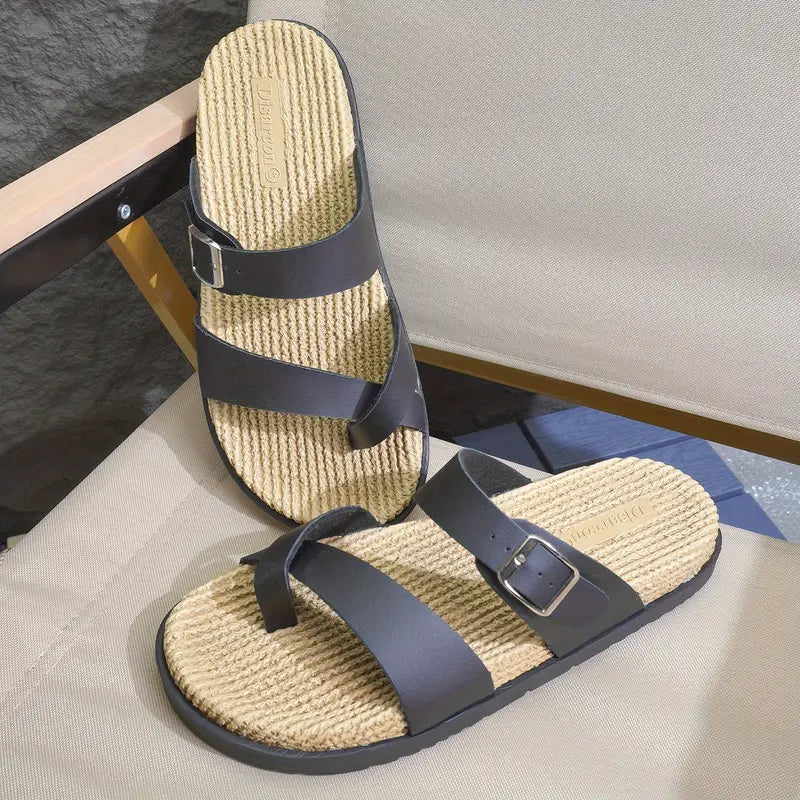 Men’s Adjustable Buckle Slide Slippers – Non-Slip Comfort